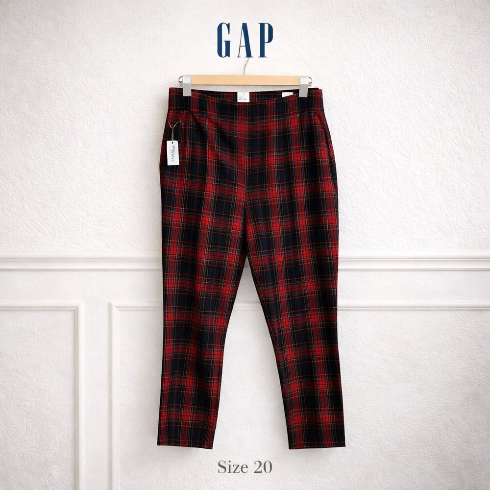 NWT GAP High Rise Skinny Ankle Pants Red Plaid Plus Size 20 Stretch